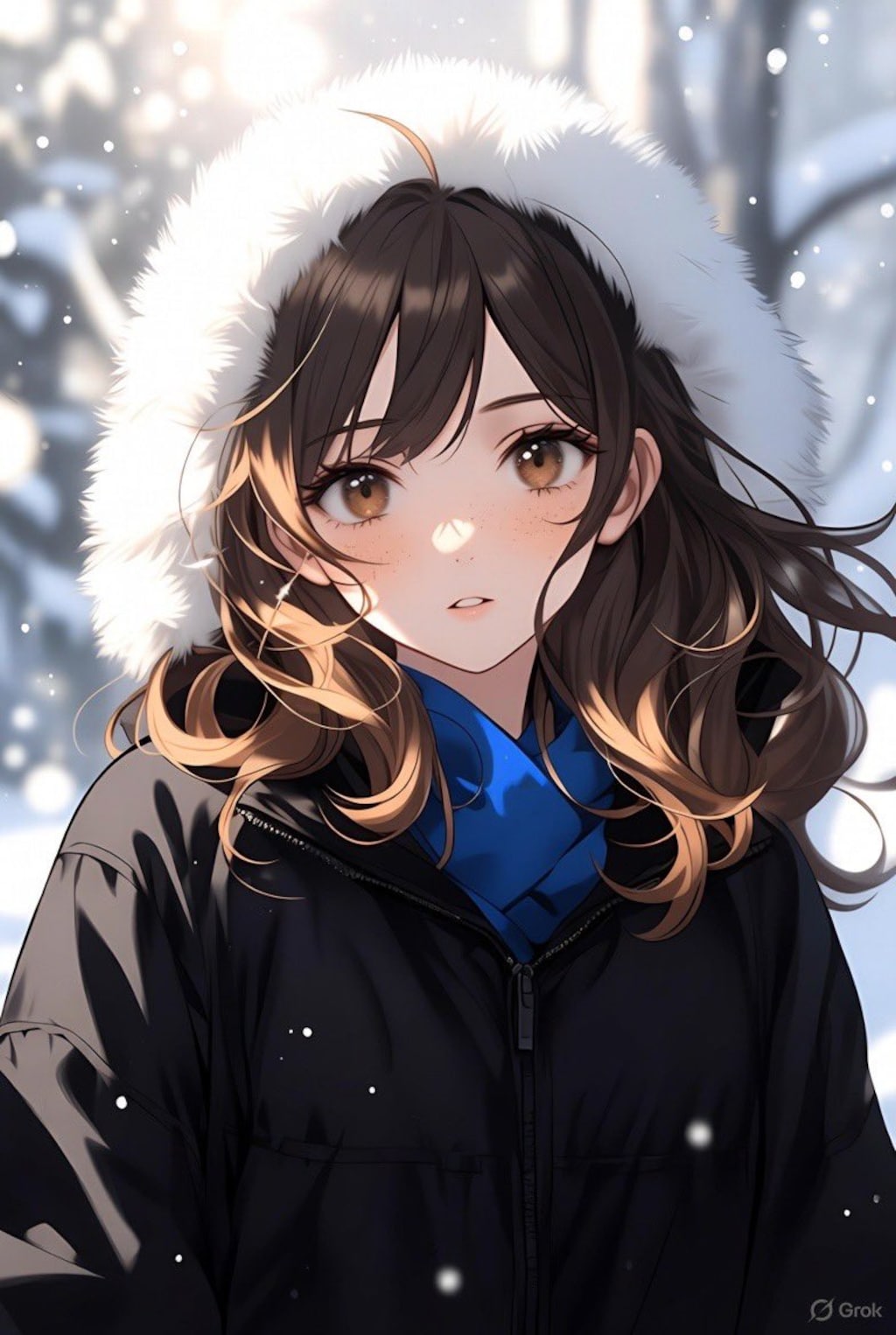 ファー付きの上着