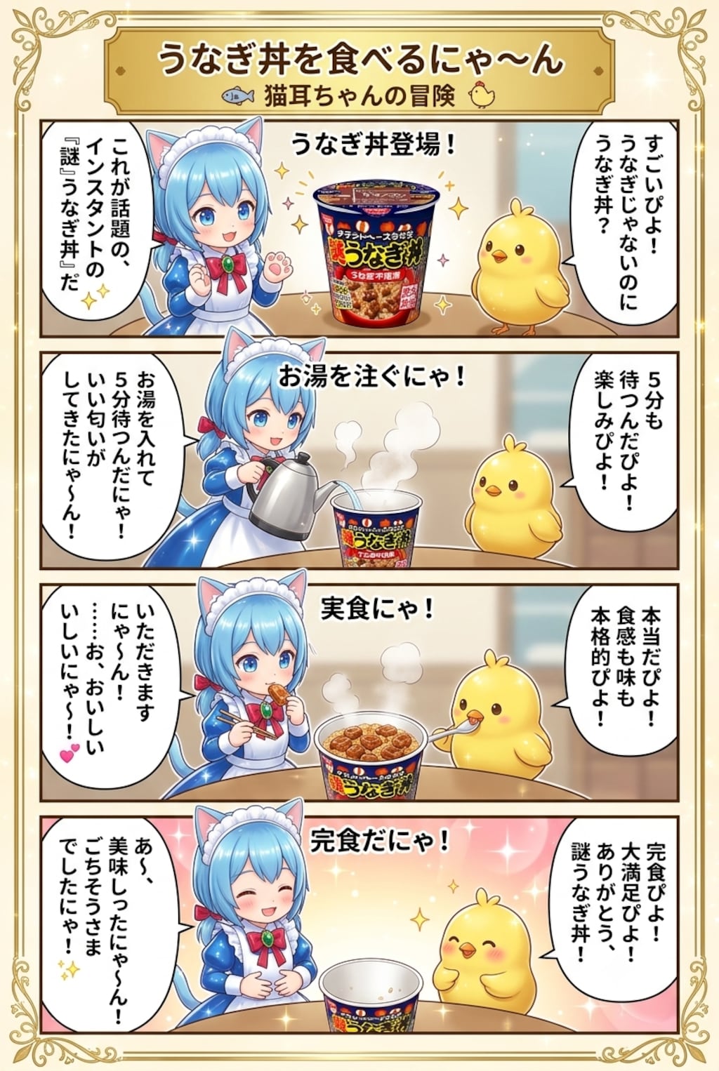 謎うなぎ丼を食べるにゃ〜ん　猫耳ちゃんの冒険