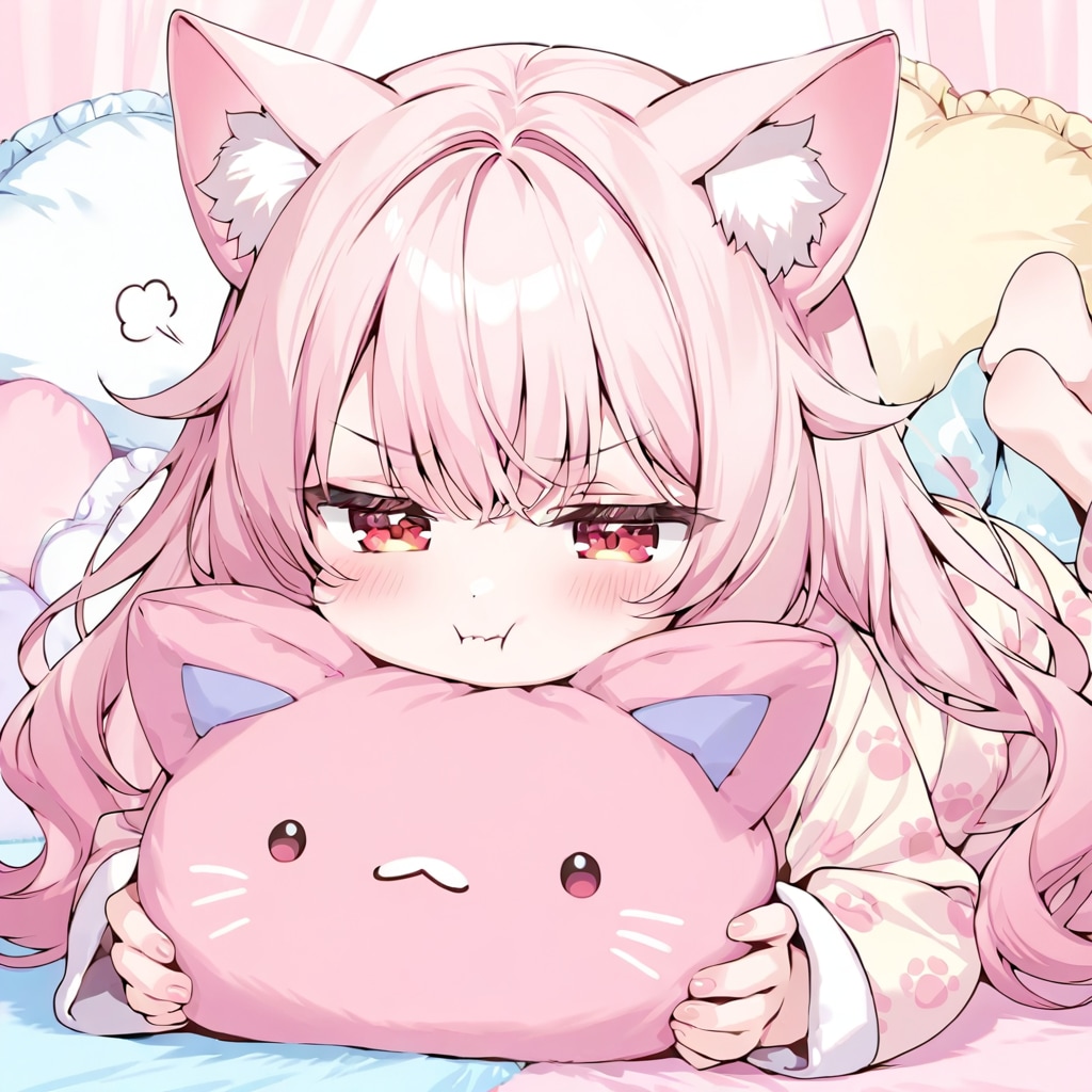 頬を膨らませる