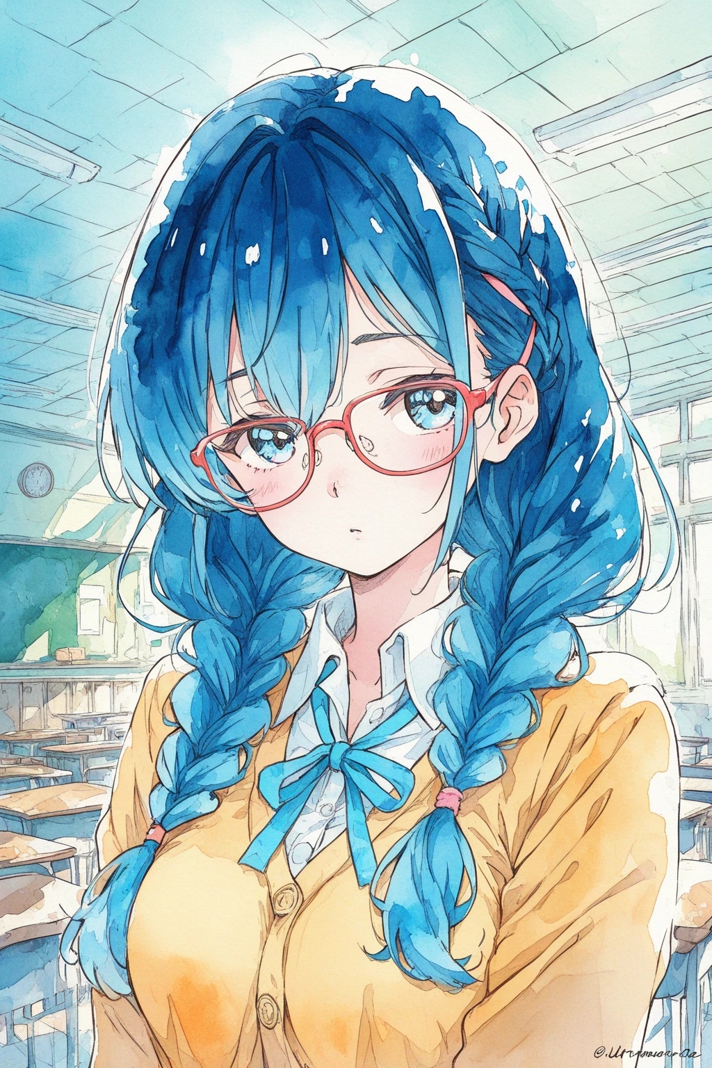 三つ編み眼鏡っ娘