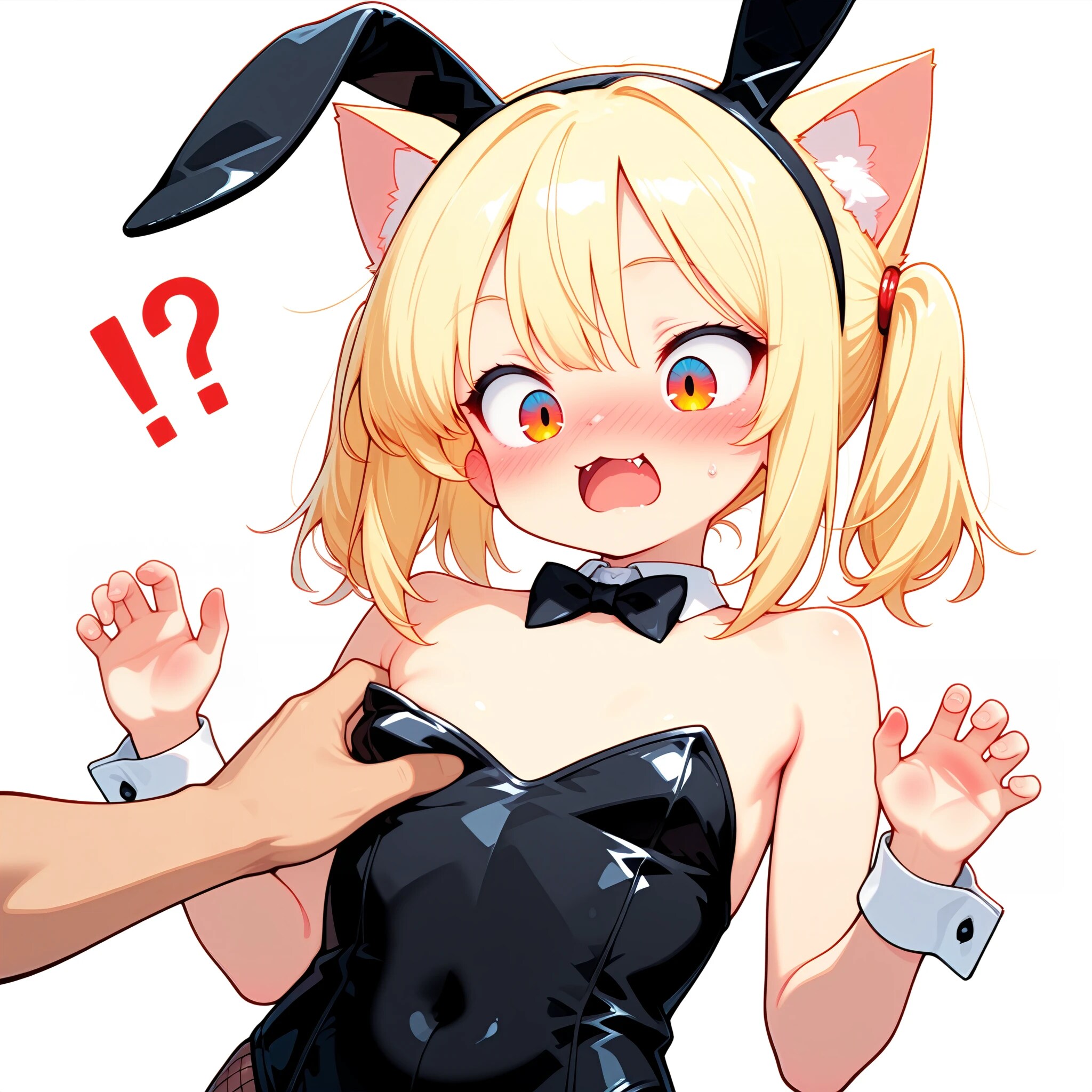 胸を掴まれたバニースーツのメスガキ猫耳ちゃん