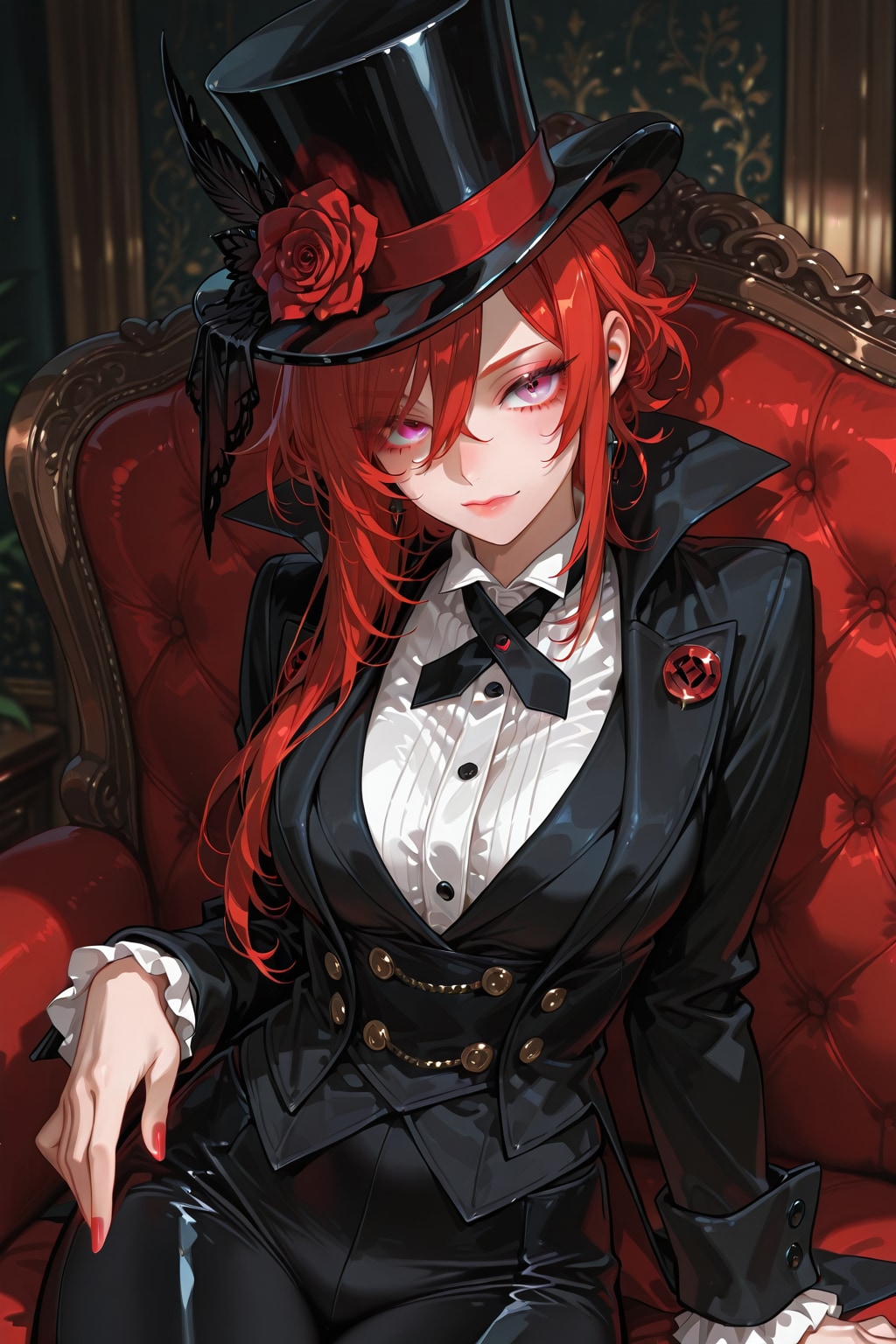 シルクハットを冠った淑女 | の人気AIイラスト・グラビア