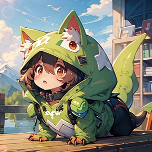 着ぐるみを着て四足歩行で頑張って移動してる女の子