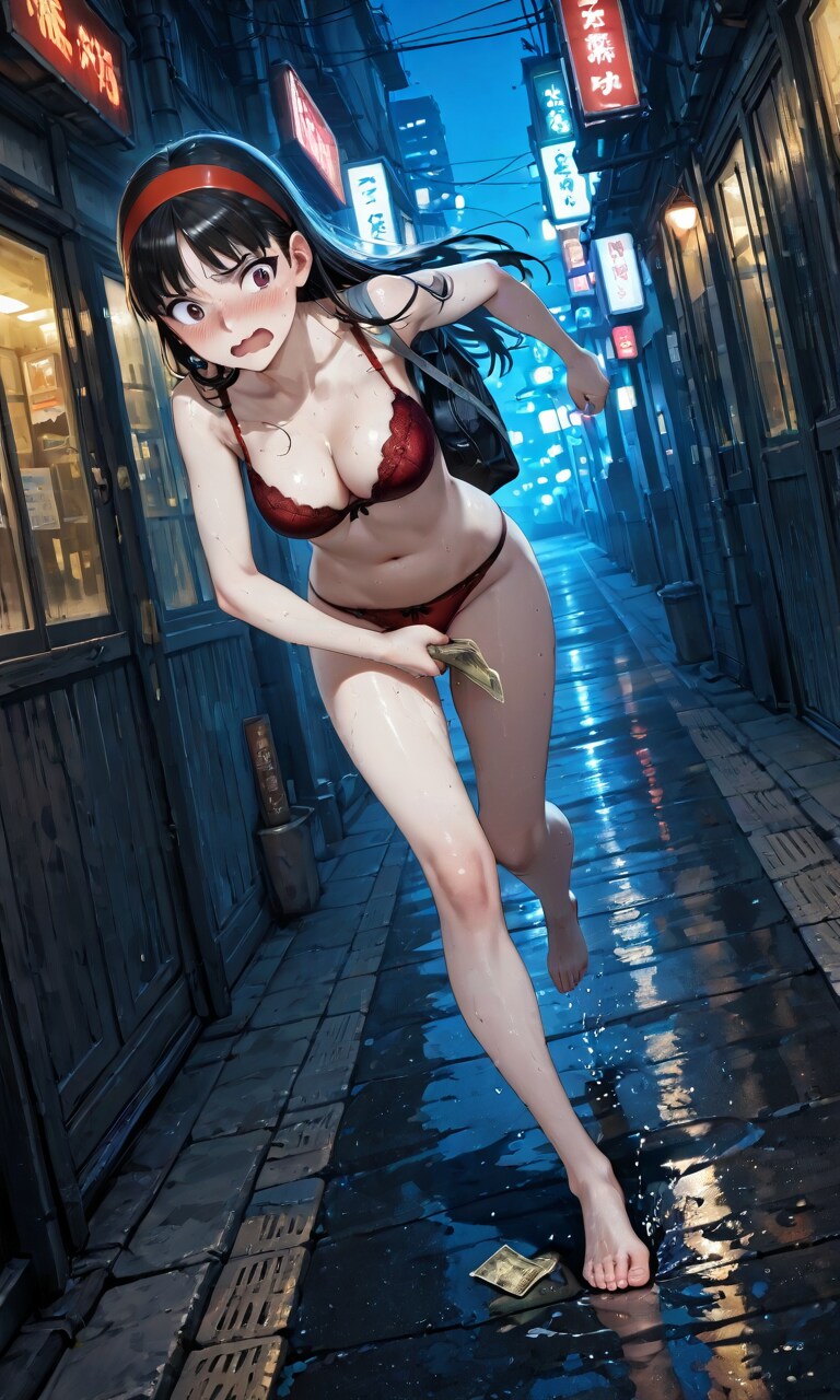 逃走する女