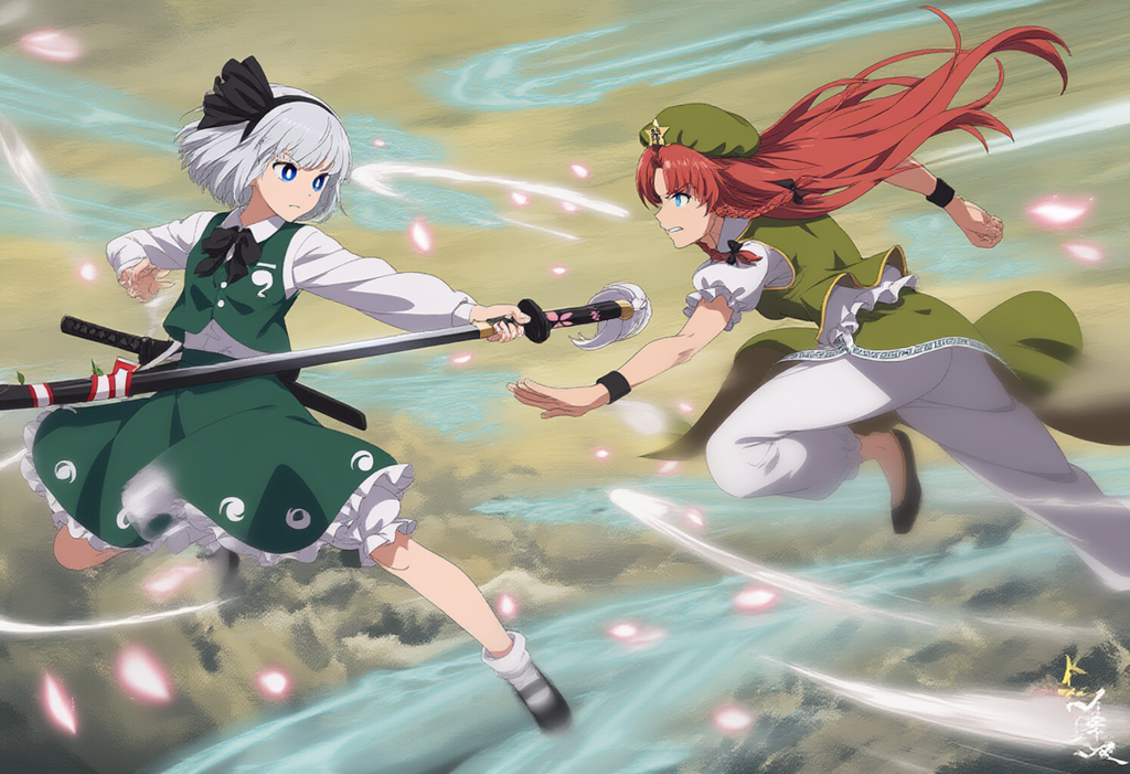 V4フル版　東方　魂魄妖夢　紅美鈴　弾幕ごっこ