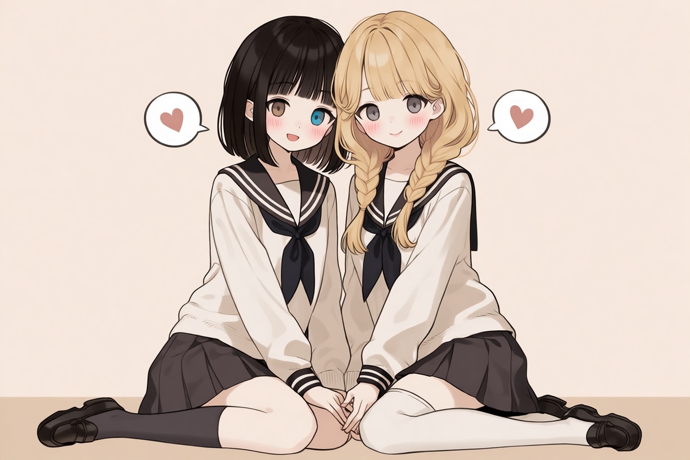 二人のJK228 | の人気AIイラスト・グラビア