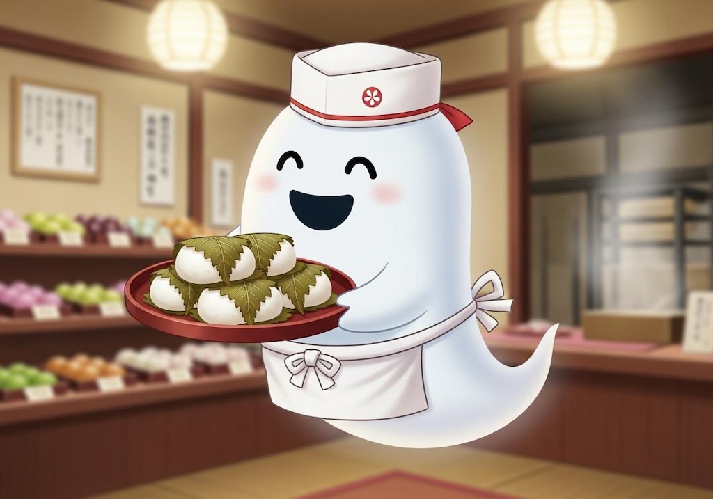 柏餅を運ぶお化け和菓子職人