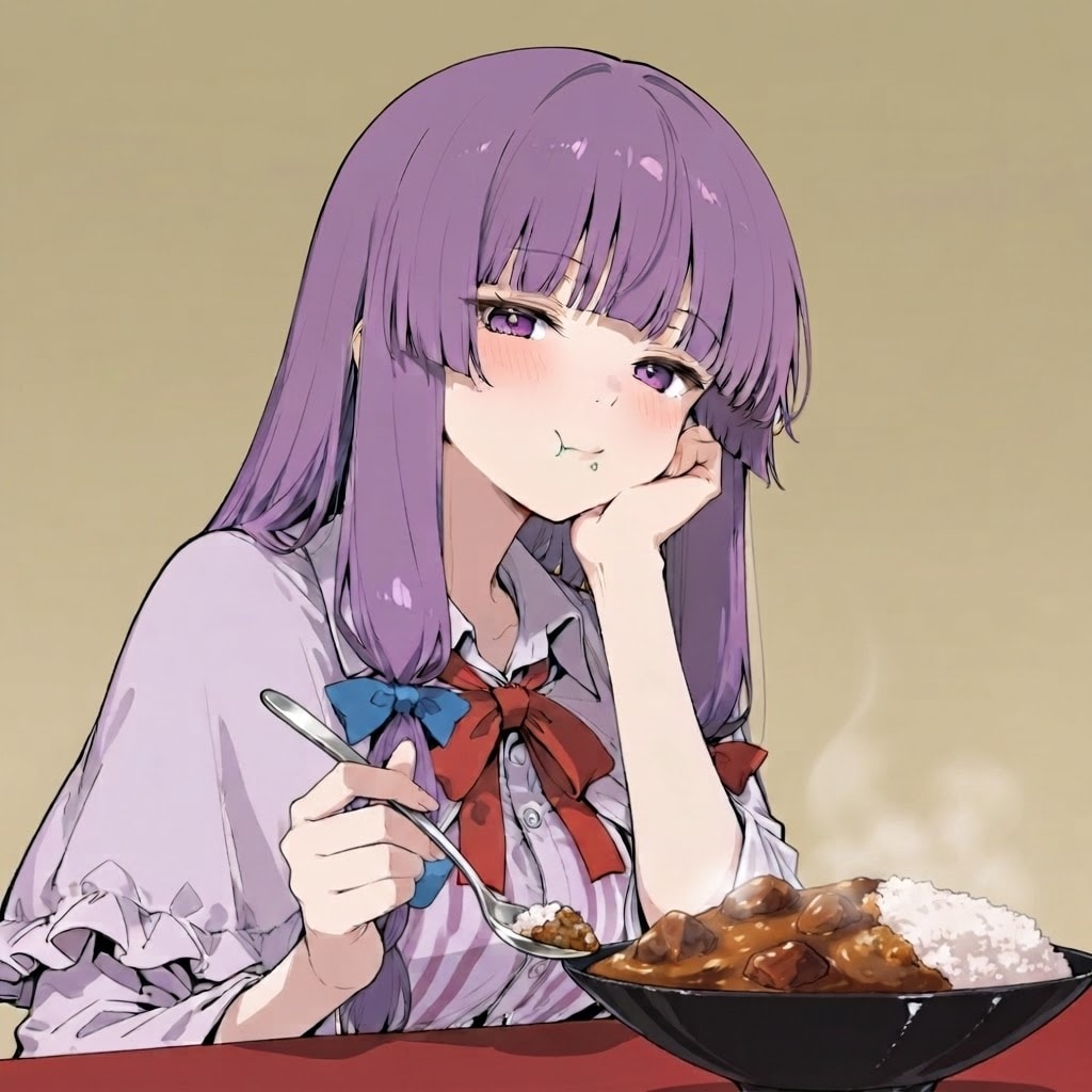 カレーを食べるパチュリーさん