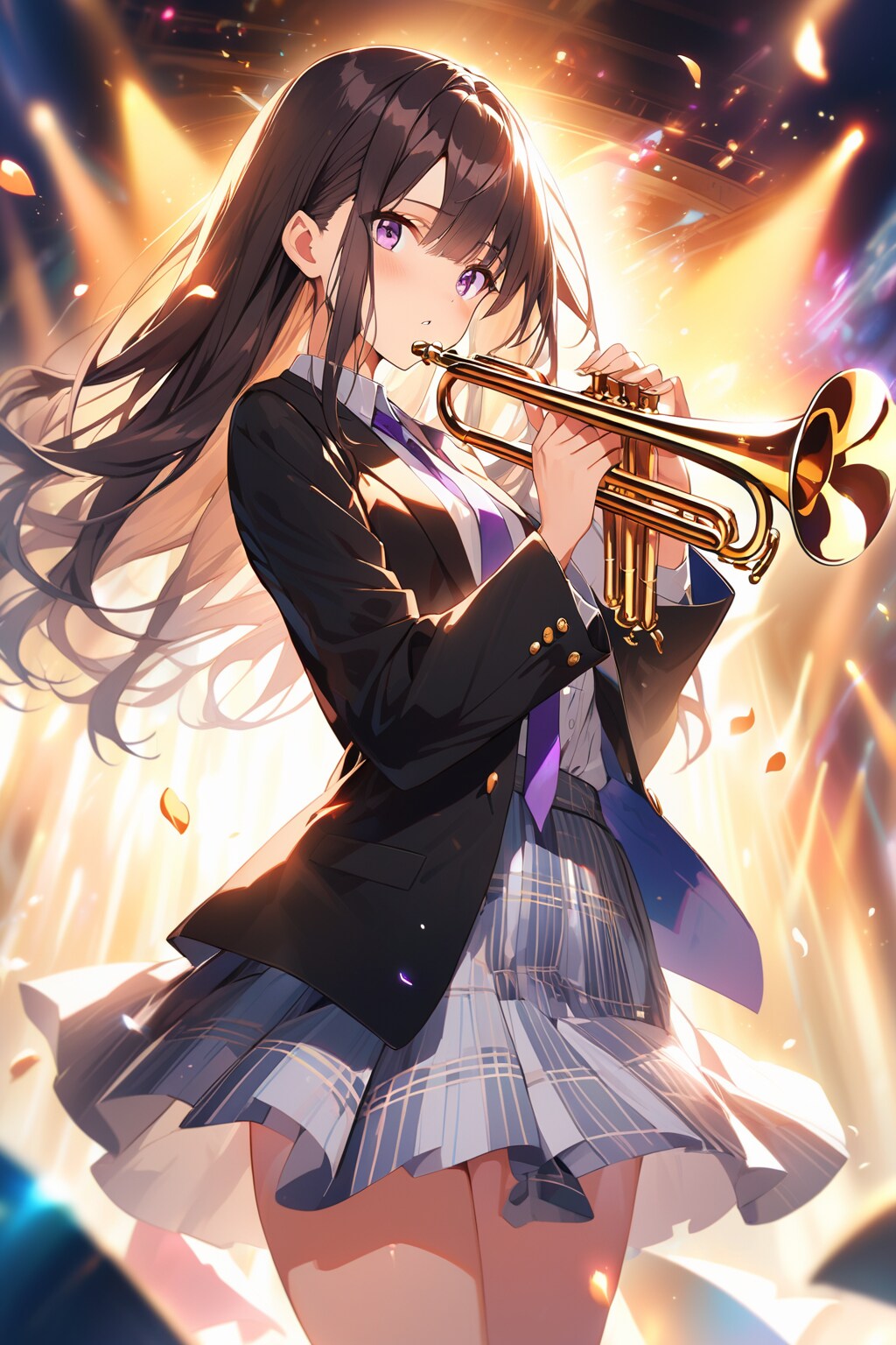 黒髪ロングのトランぺッター４ | の人気AIイラスト・グラビア