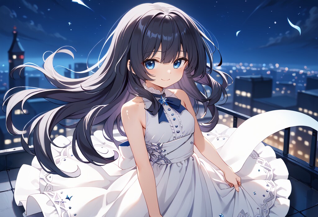 黒髪お嬢様・夜風に吹かれて