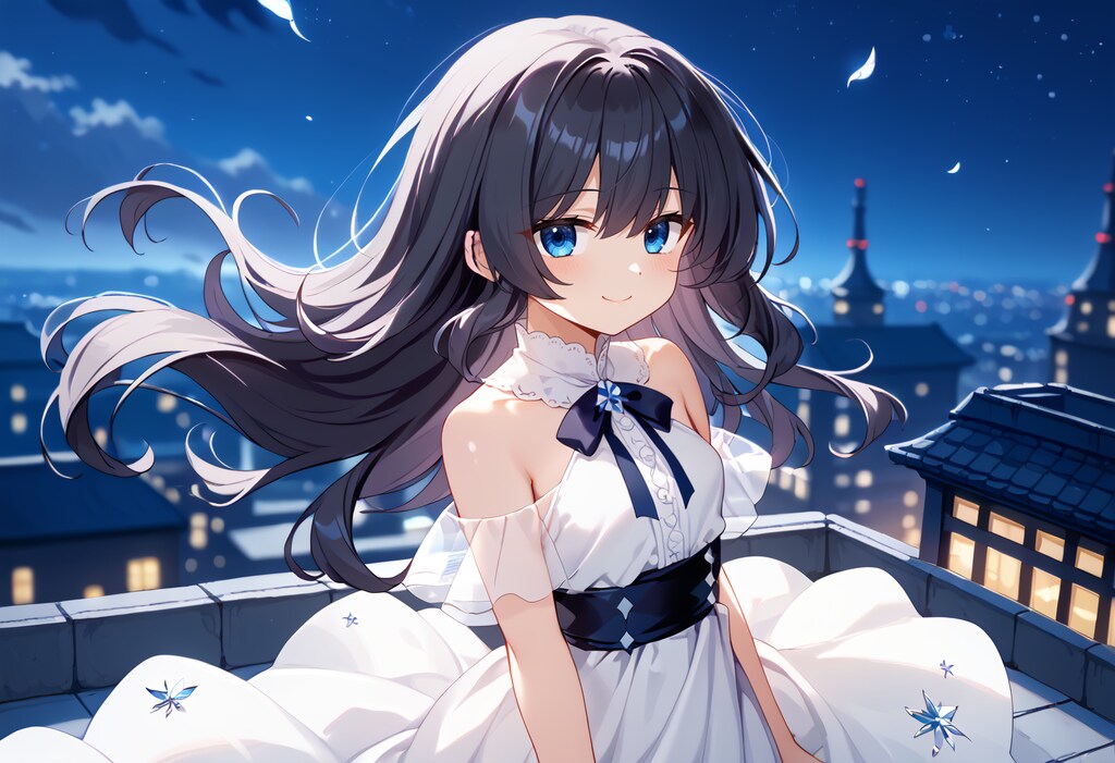 黒髪お嬢様・夜風に吹かれて