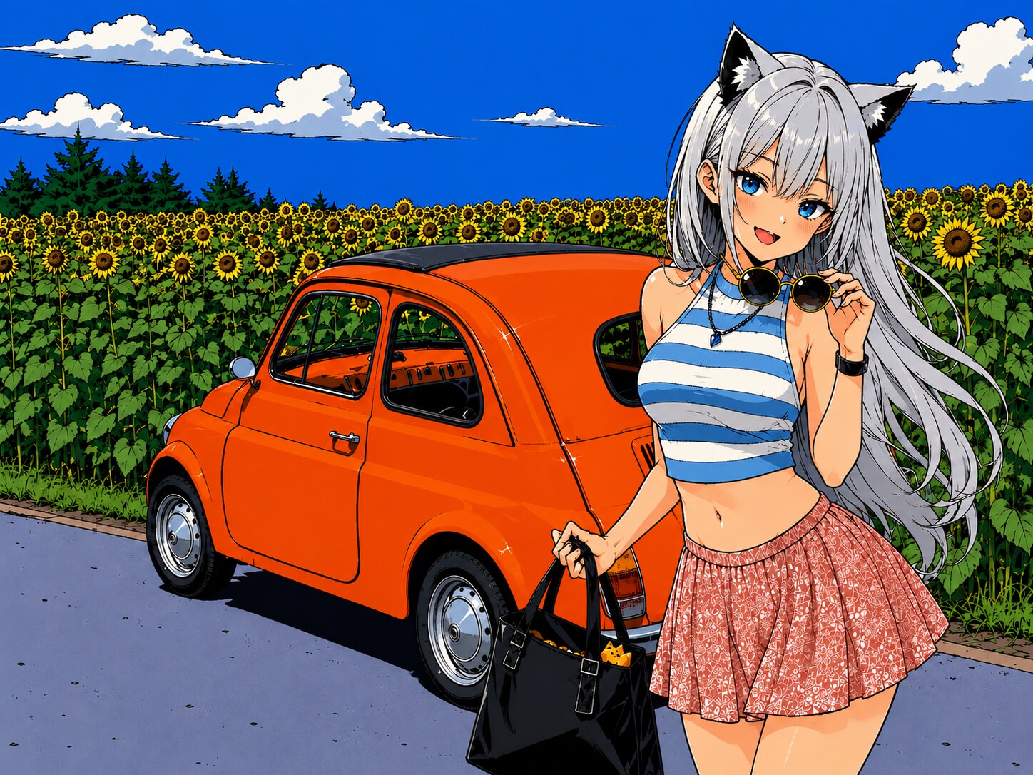 ねこドライブ　週末リゾート📷😹 | の人気AIイラスト・グラビア