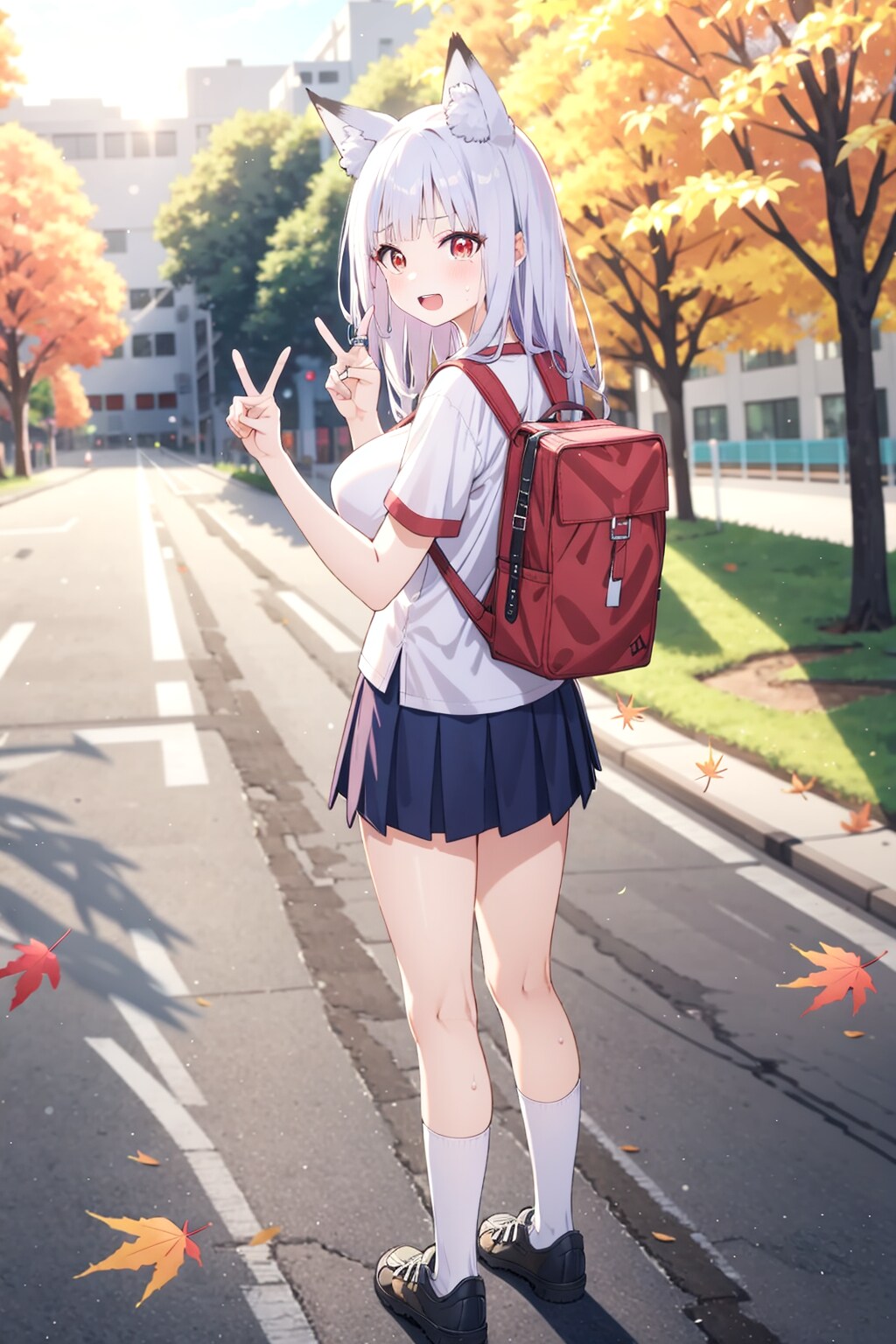 ピースサインでお祝い