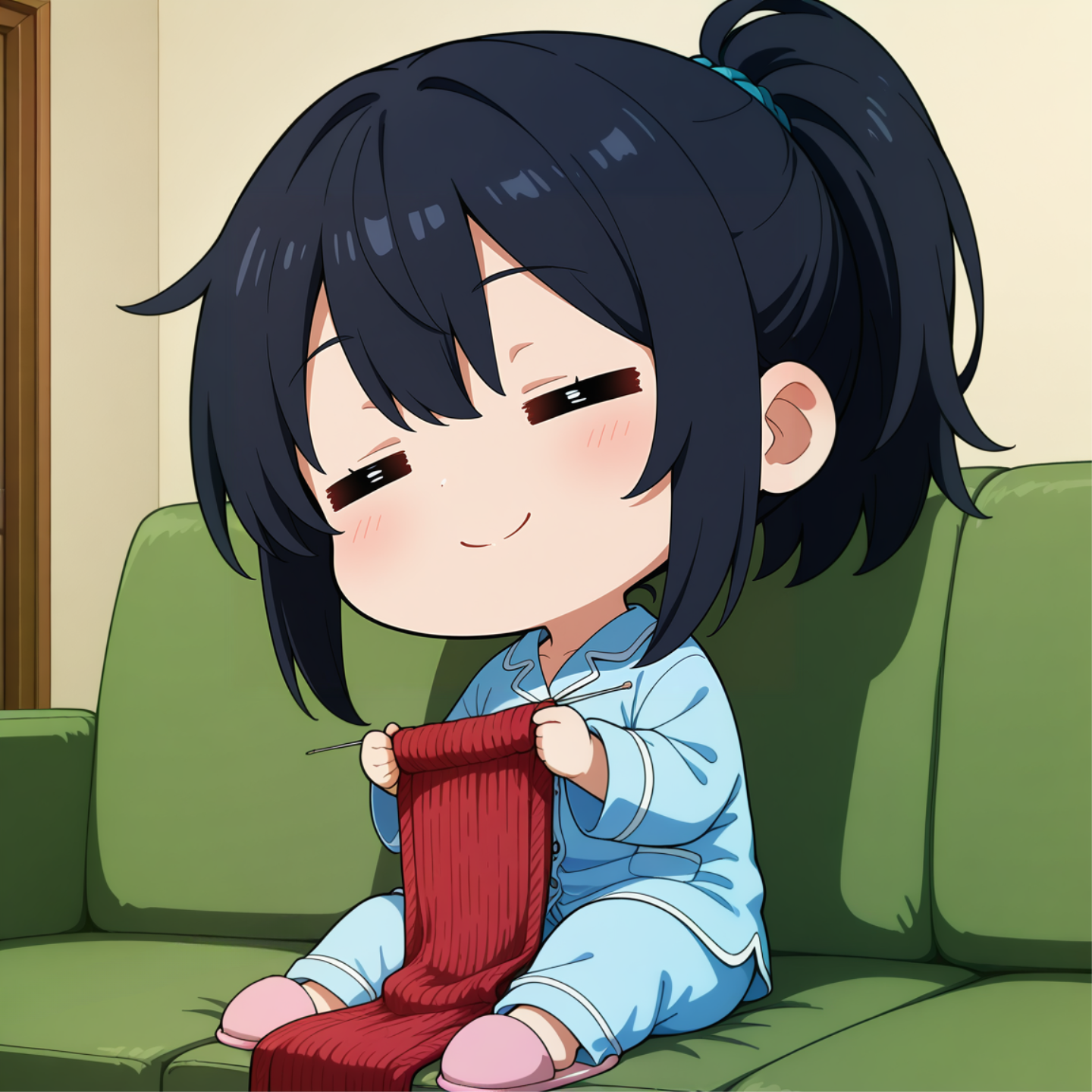 編み物中