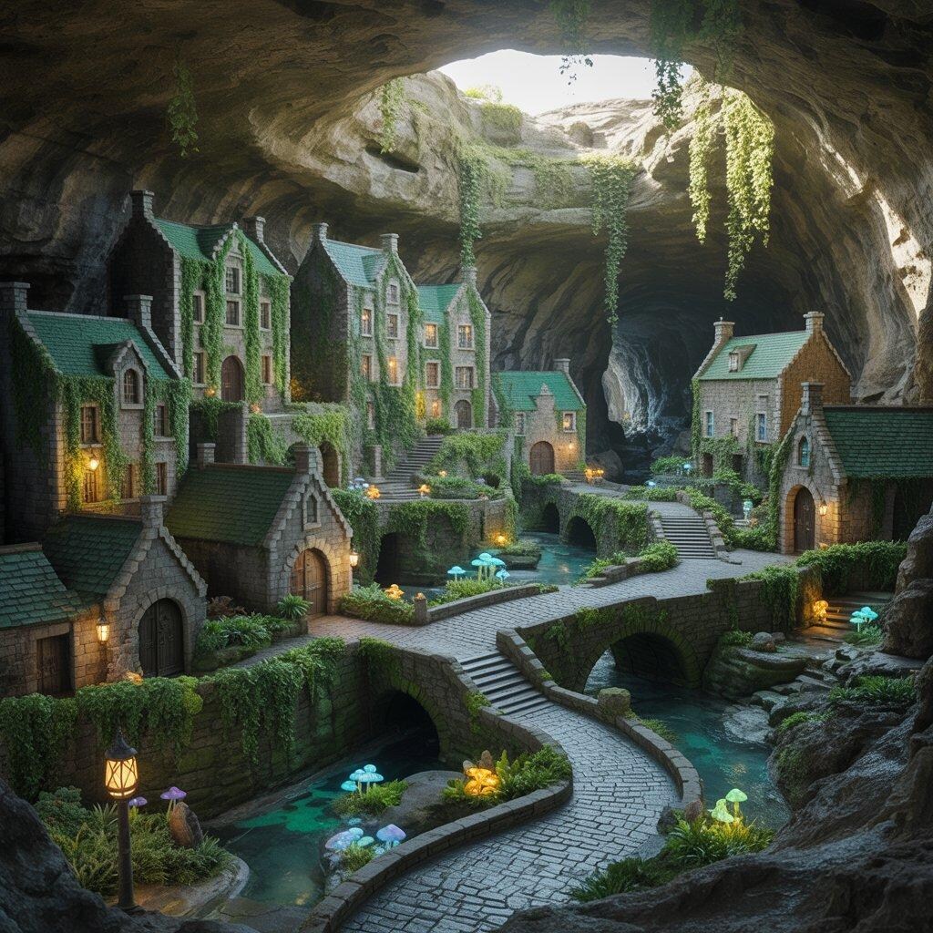 洞窟の中の緑の王国