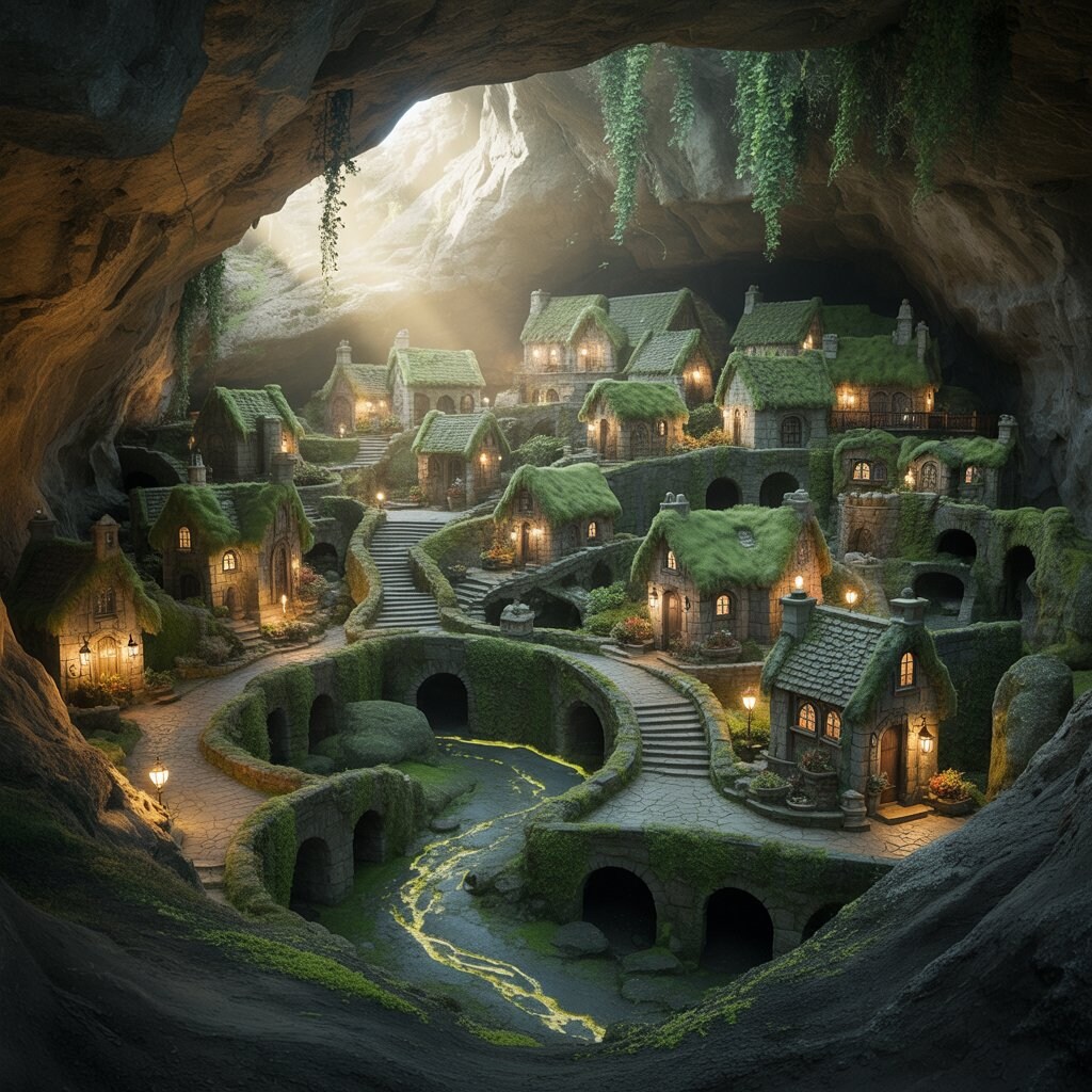 洞窟の中の緑の王国