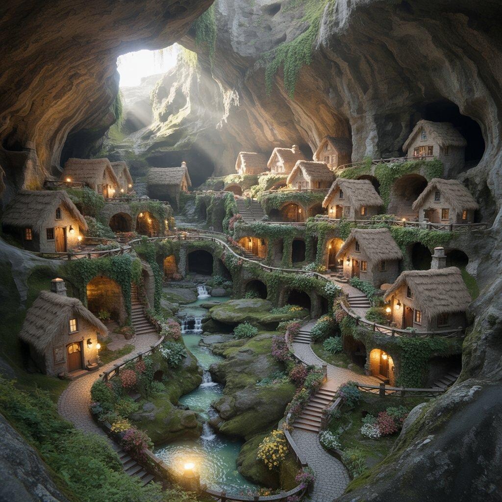 洞窟の中の緑の王国