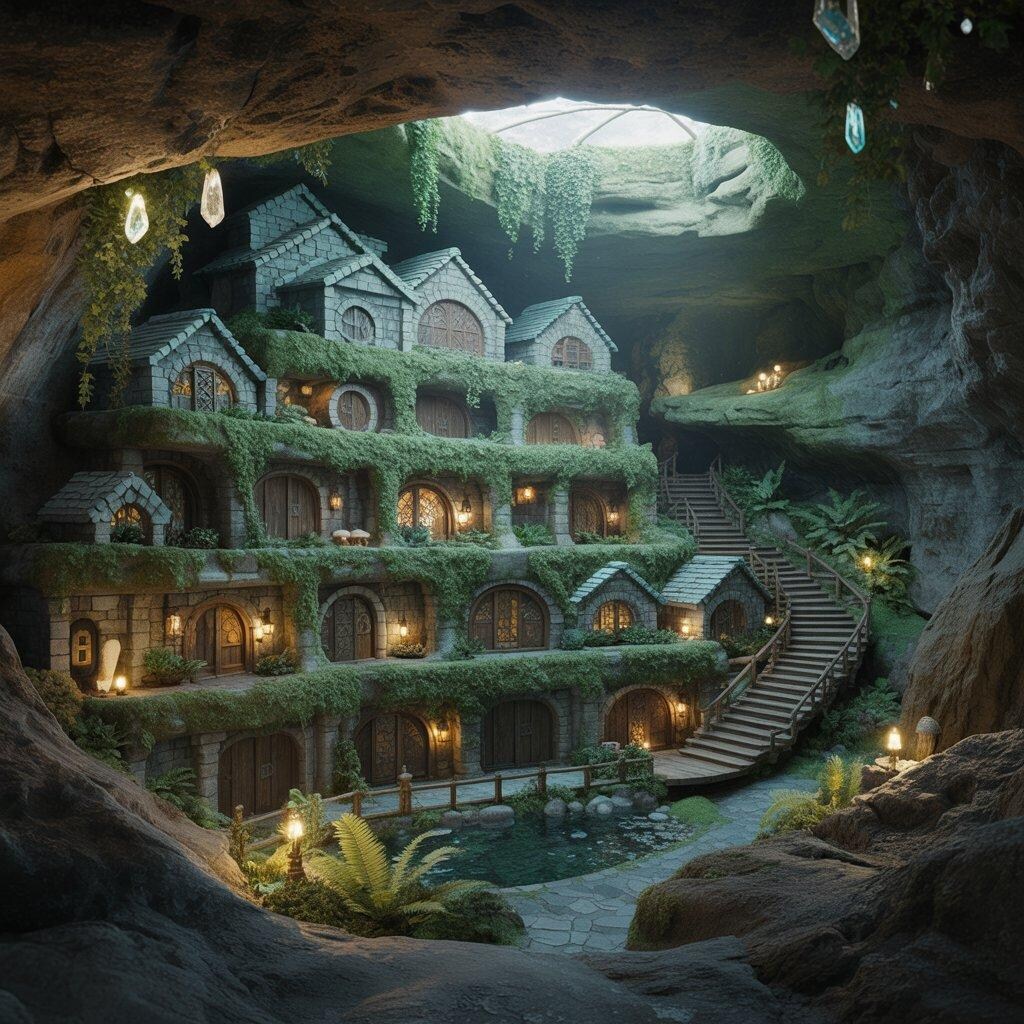 洞窟の中の緑の王国