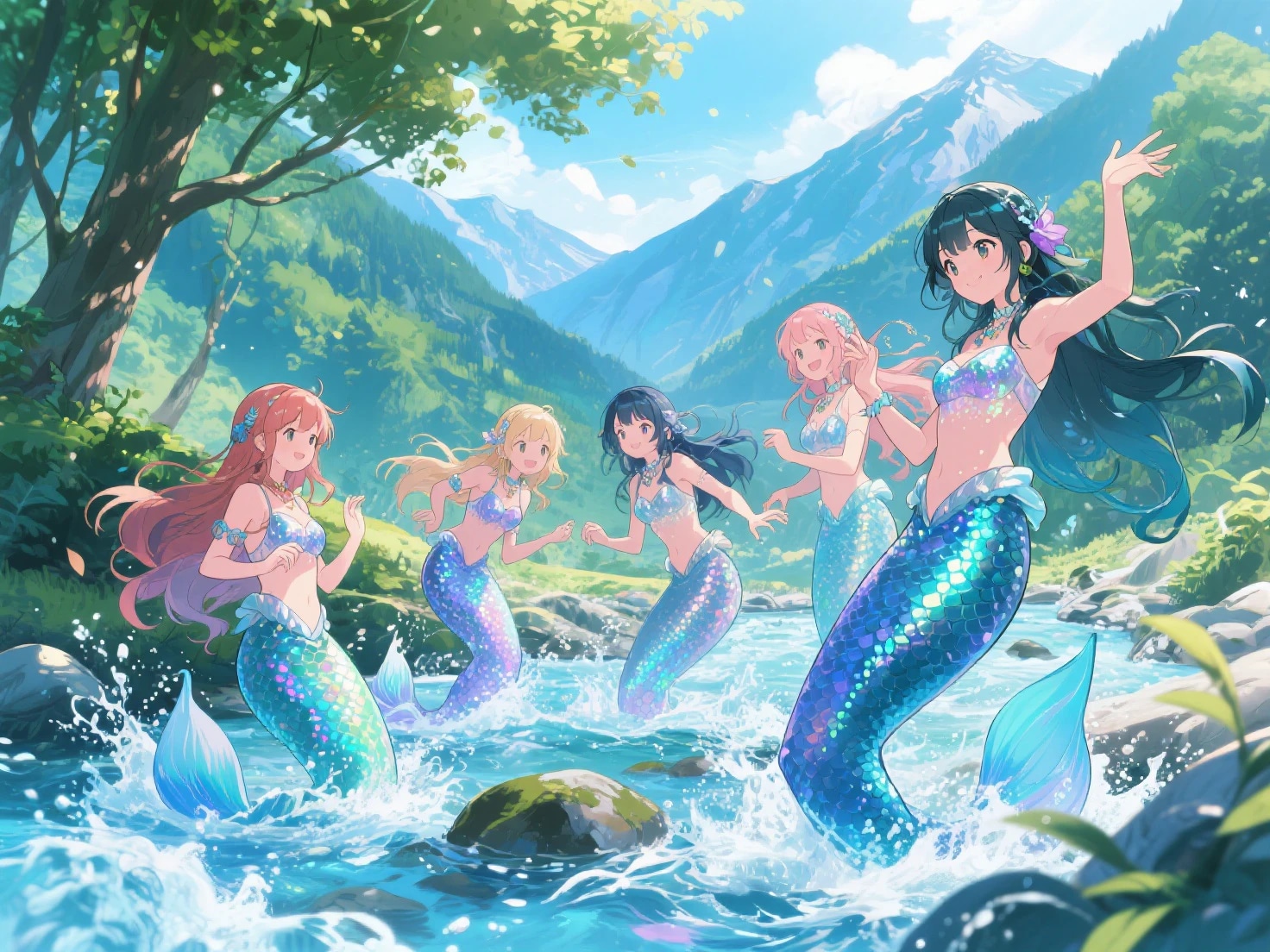 人魚少女の川遊び