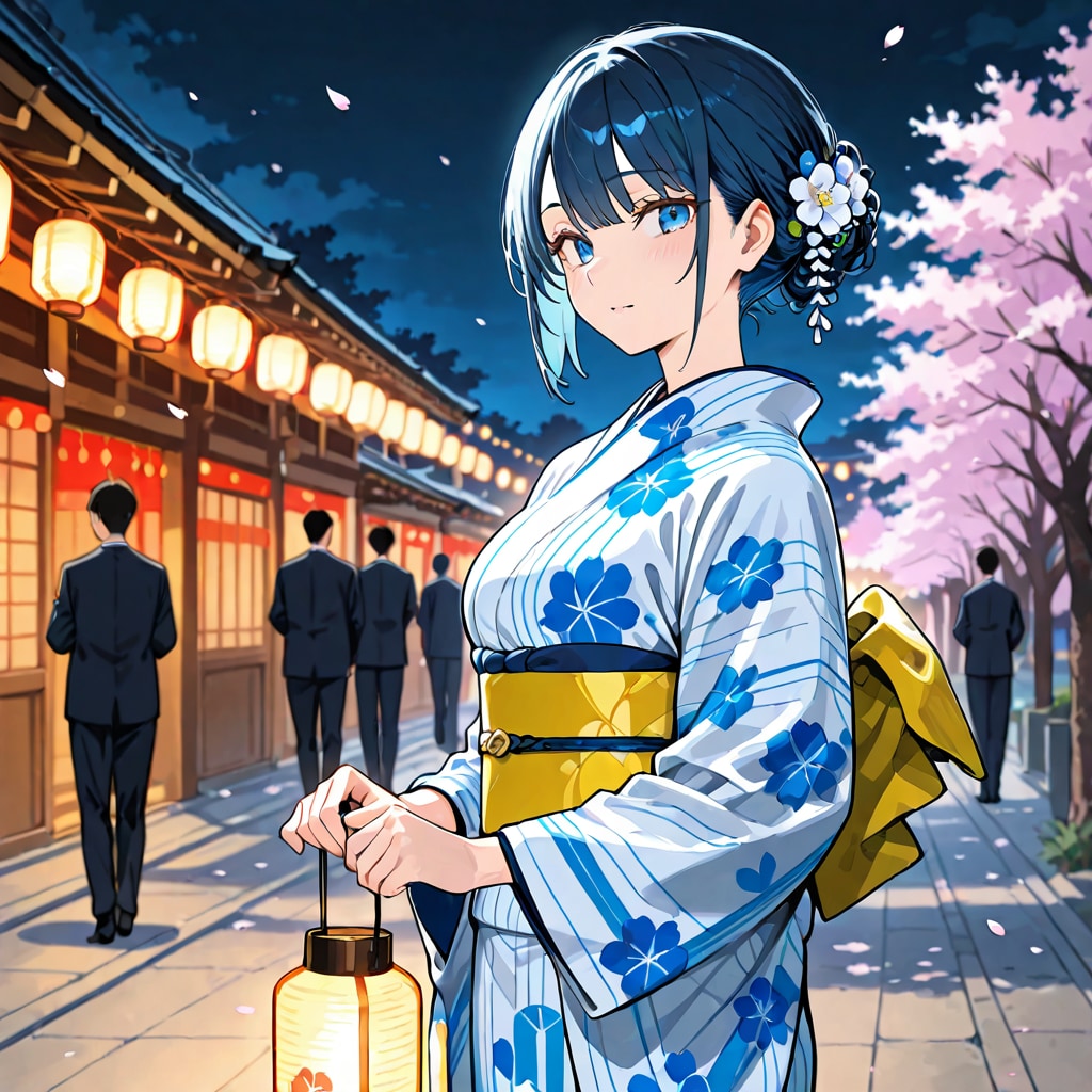 夜桜に染まる青