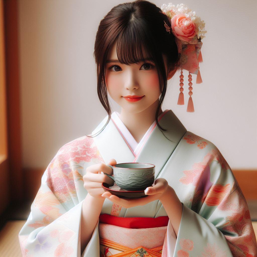 いれたてのお茶　　　　　　　　　　　　　　　　　　　いれた手のお茶