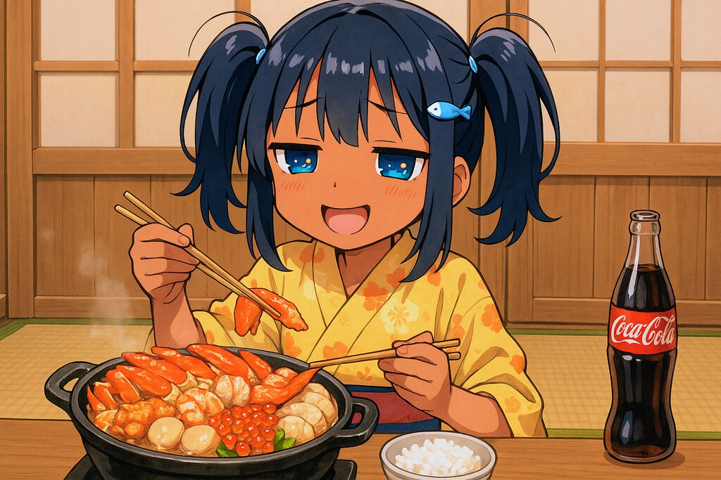 ヘルシーな鍋を食べるこなつちゃん