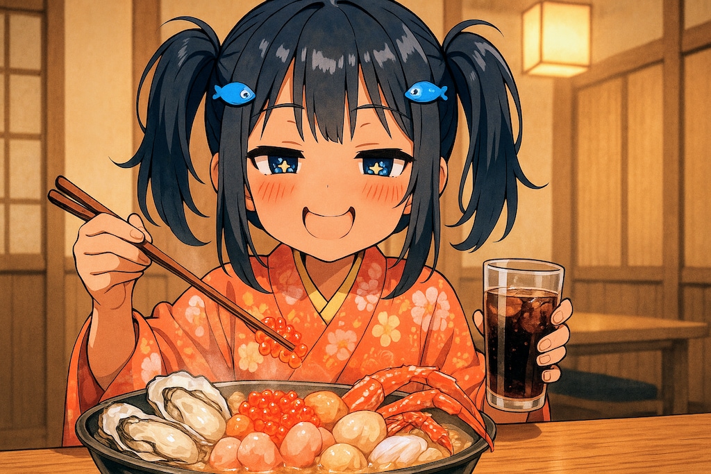 ヘルシーな鍋を食べるこなつちゃん