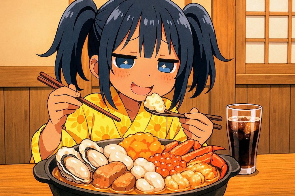 ヘルシーな鍋を食べるこなつちゃん