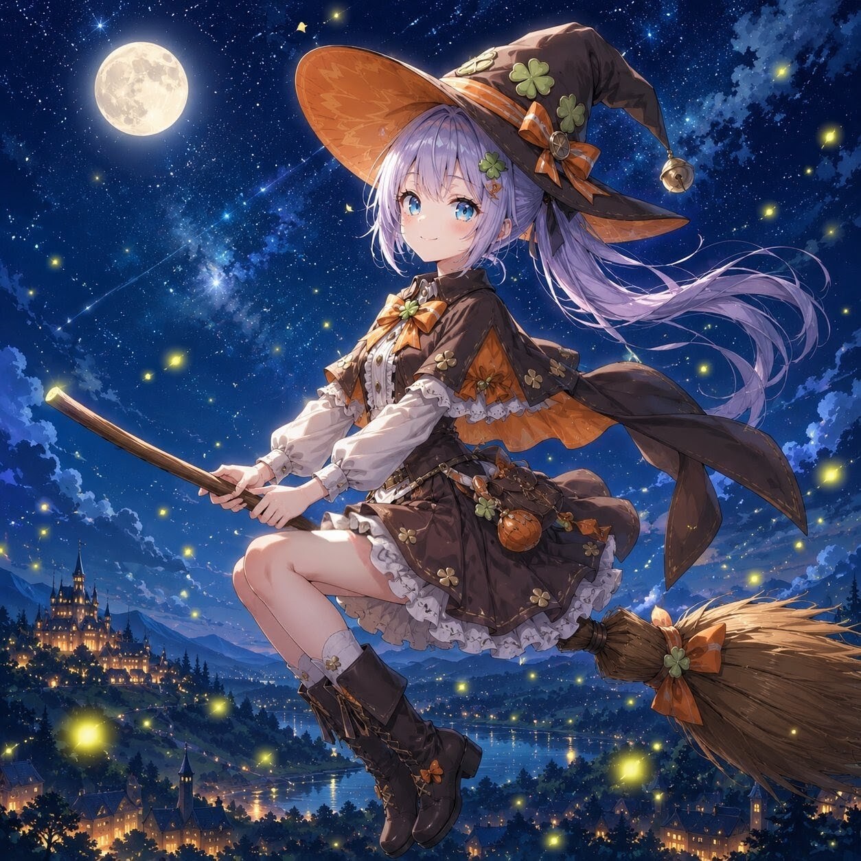 蛍と舞う夜空
