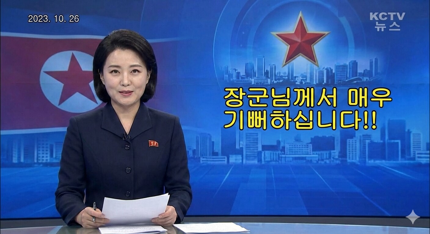 「경애하는 장군님께서 커다란 만족을 표시하시였다. 」（敬愛する将軍様が大きな満足をお示しになられた。）