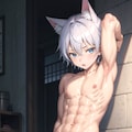 銀髪 / 黒髪の猫耳腹筋男の子 9枚目