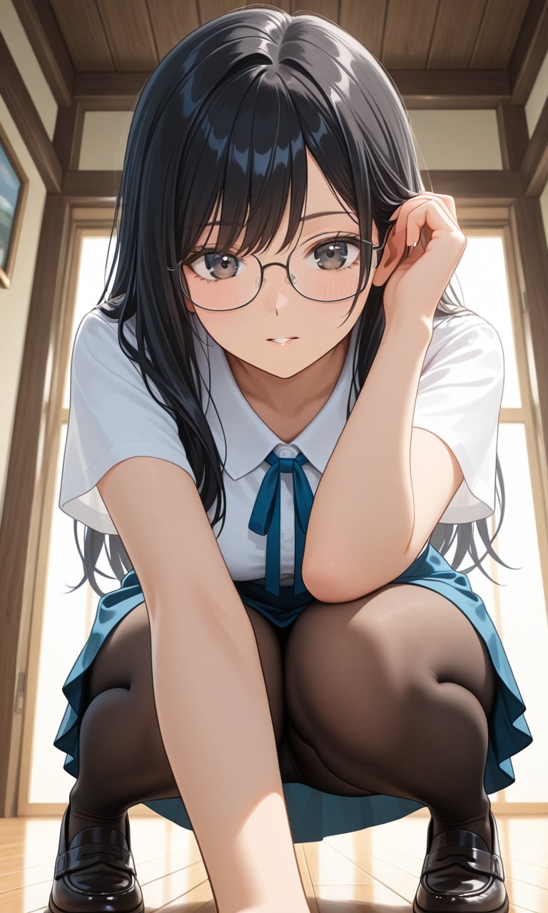 黒髪メガネの女の子 | の人気AIイラスト・グラビア