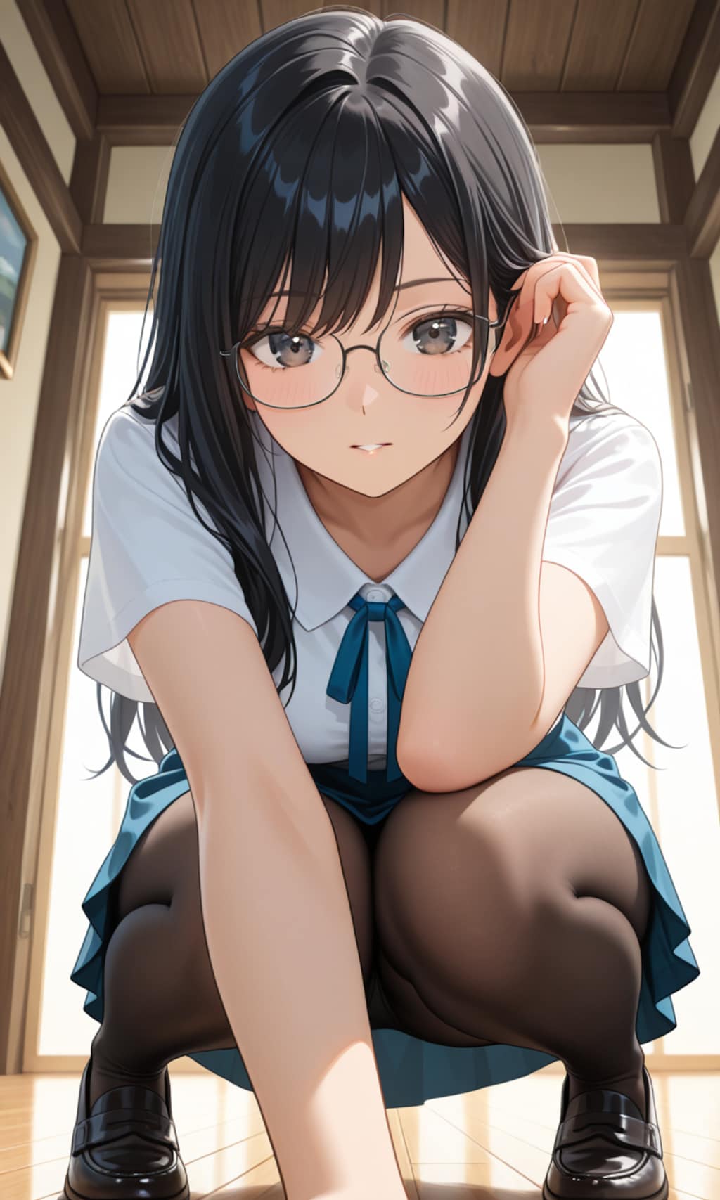 黒髪メガネの女の子