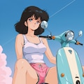 バイクに座る_APRICOT 3枚目