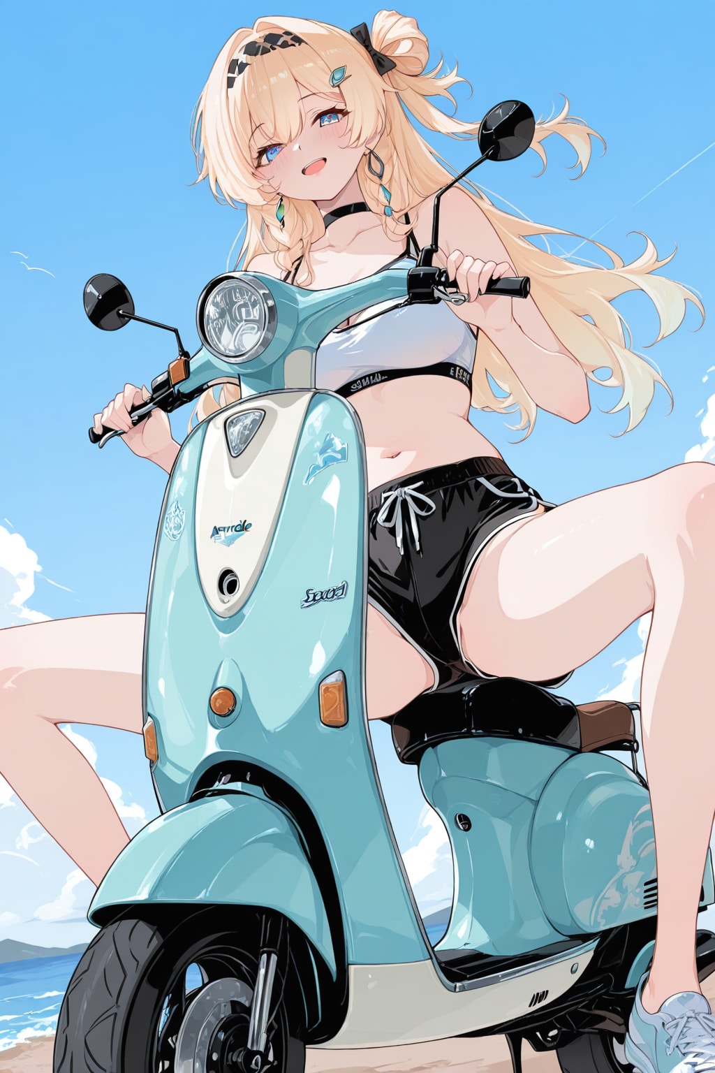 バイクに座る_APRICOT