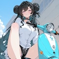 バイクに座る_APRICOT 2枚目