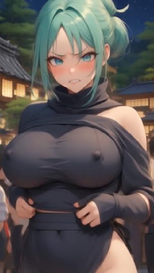 女忍者のたくし上げおっぱい
