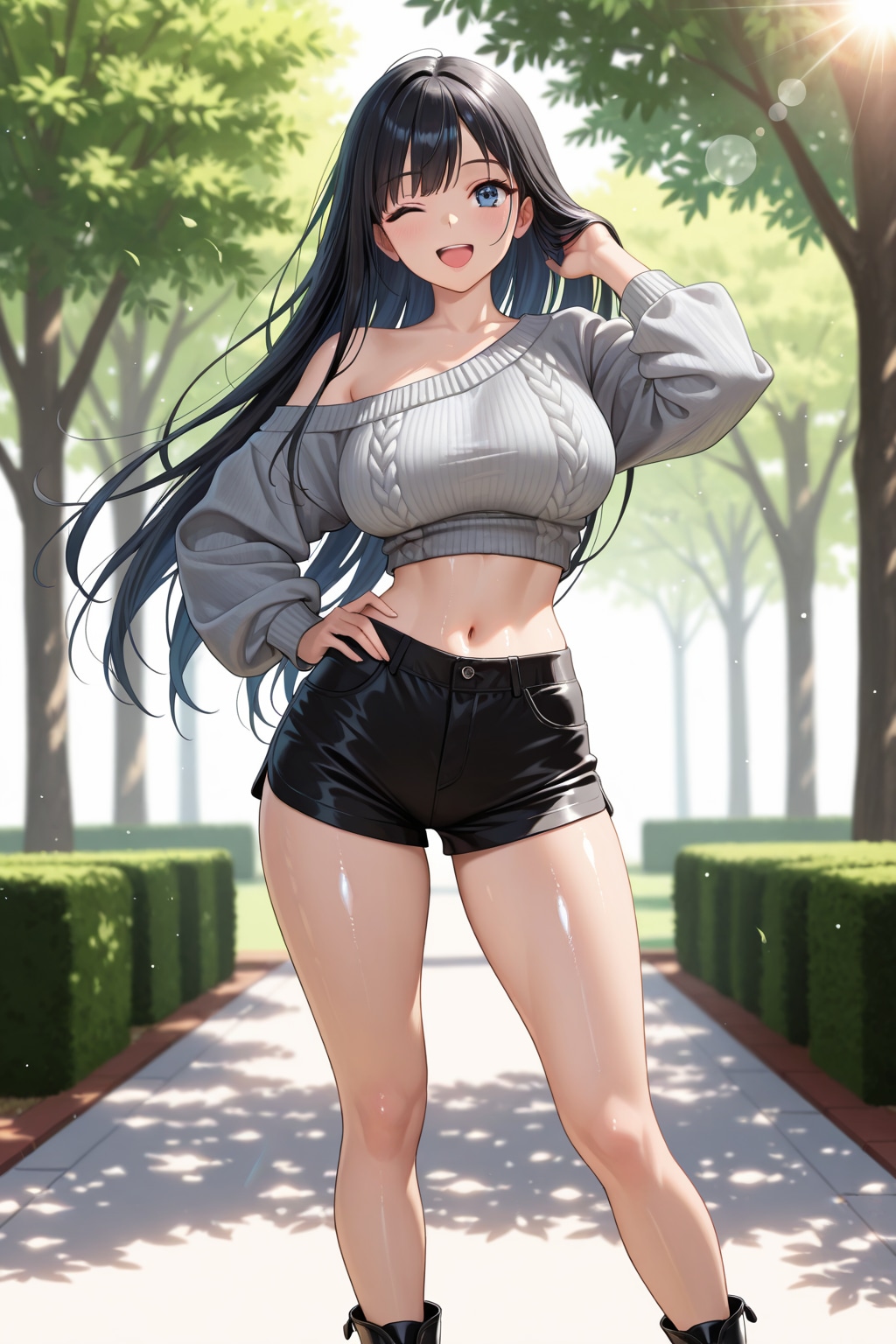 ワンショルダーニットの美鈴