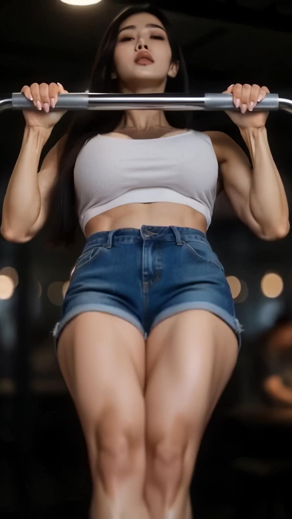 剛毛筋肉女子のトレーニング風景