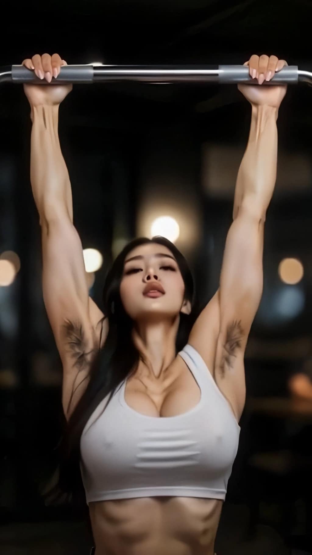 剛毛筋肉女子のトレーニング風景