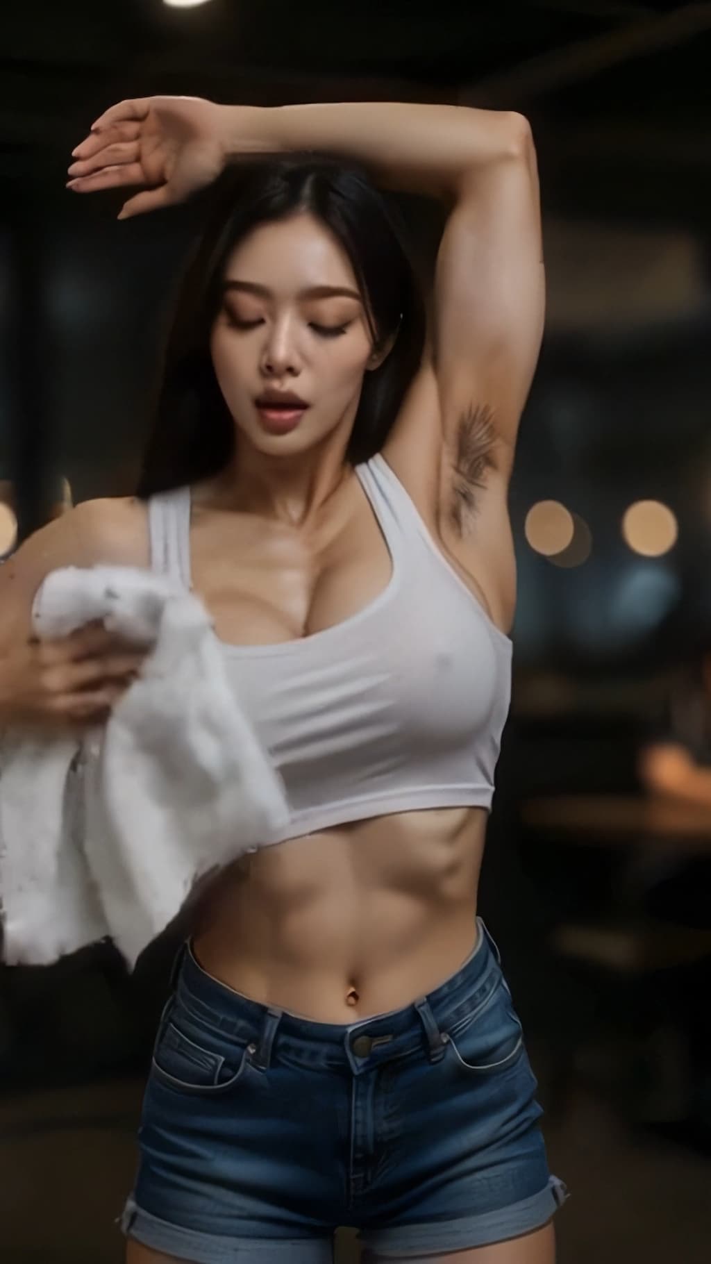 剛毛筋肉女子のトレーニング風景