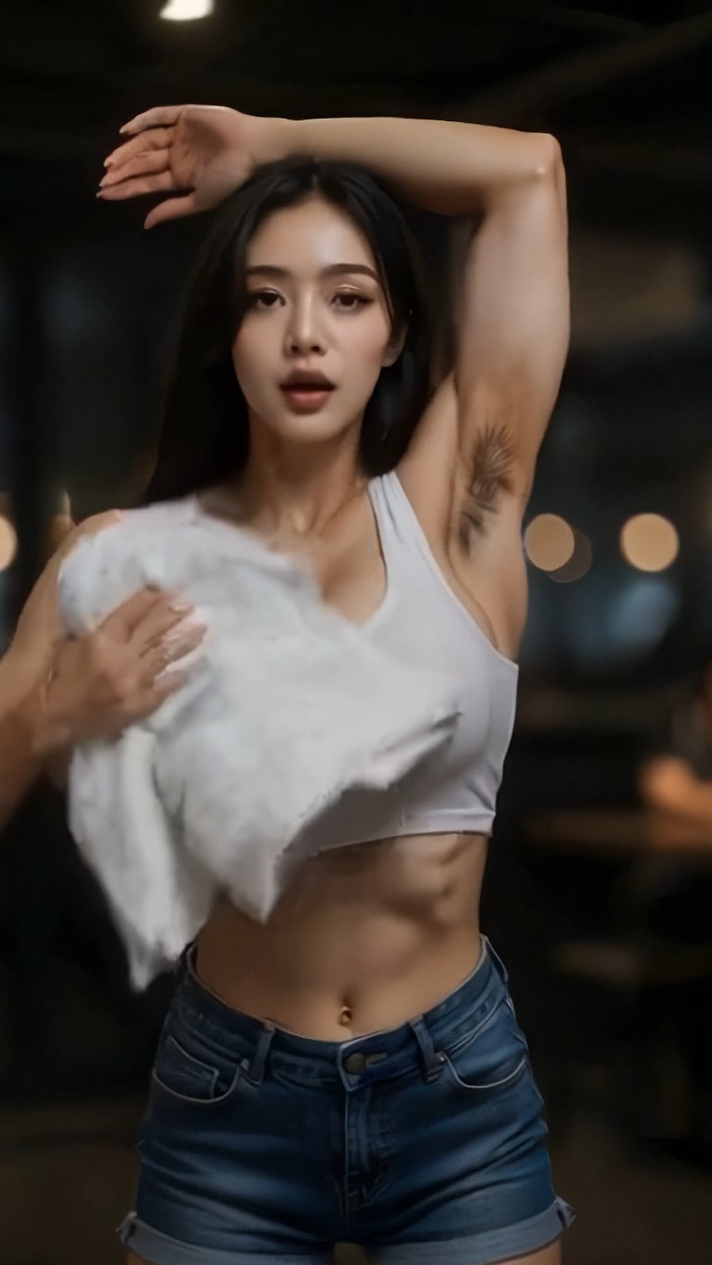 剛毛筋肉女子のトレーニング風景