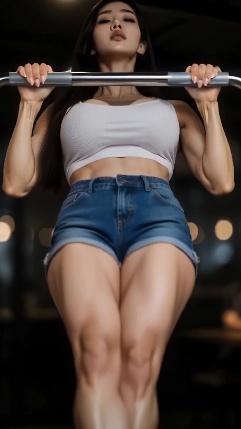 剛毛筋肉女子のトレーニング風景