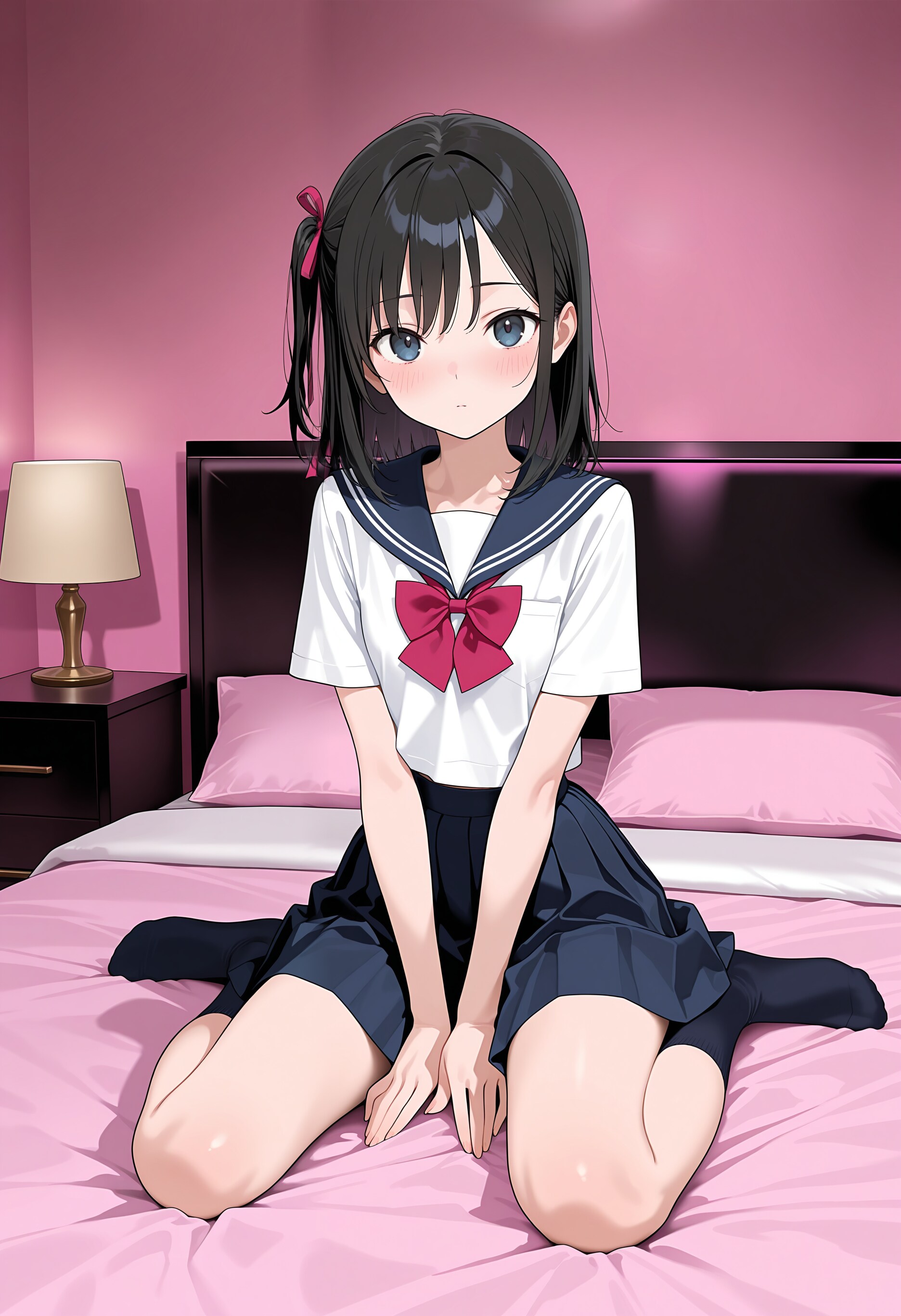 女の子がベッドに座っているだけの画像 | の人気AIイラスト・グラビア