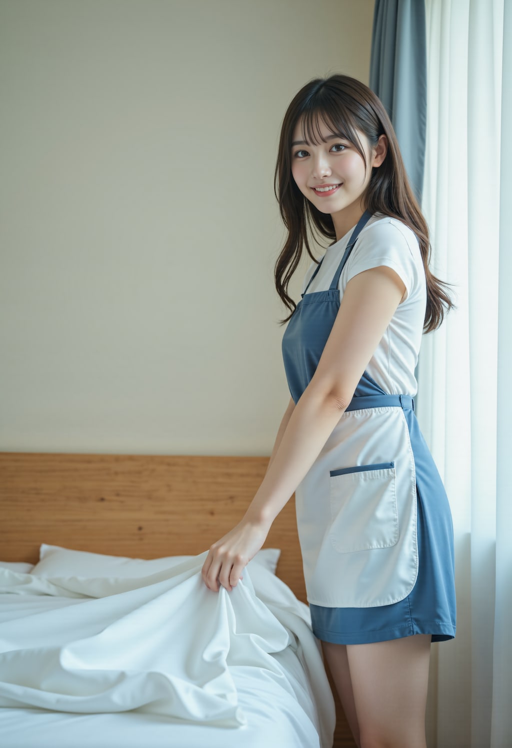 エプロン姿の保育士さん