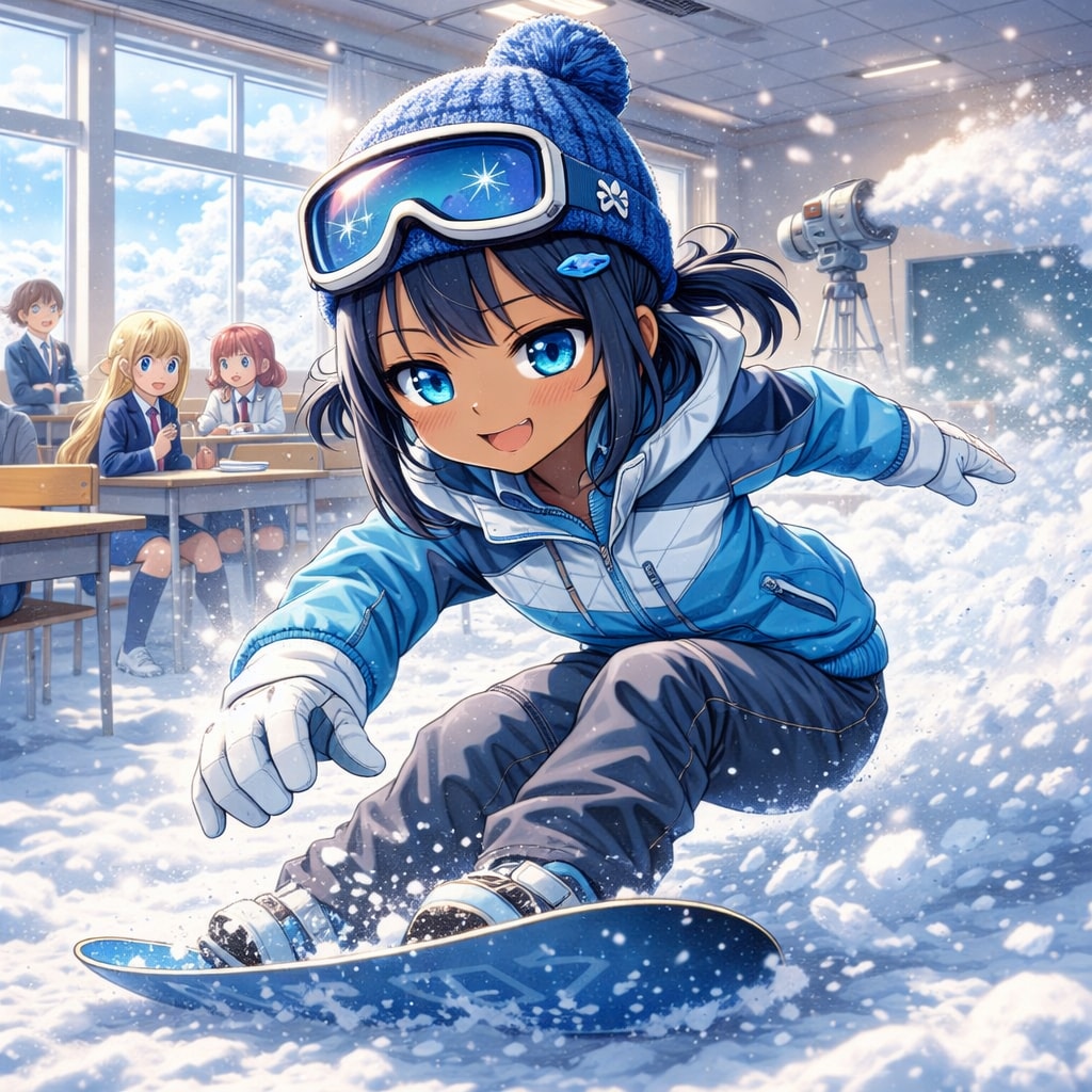 教室でスノボをするこなつちゃん