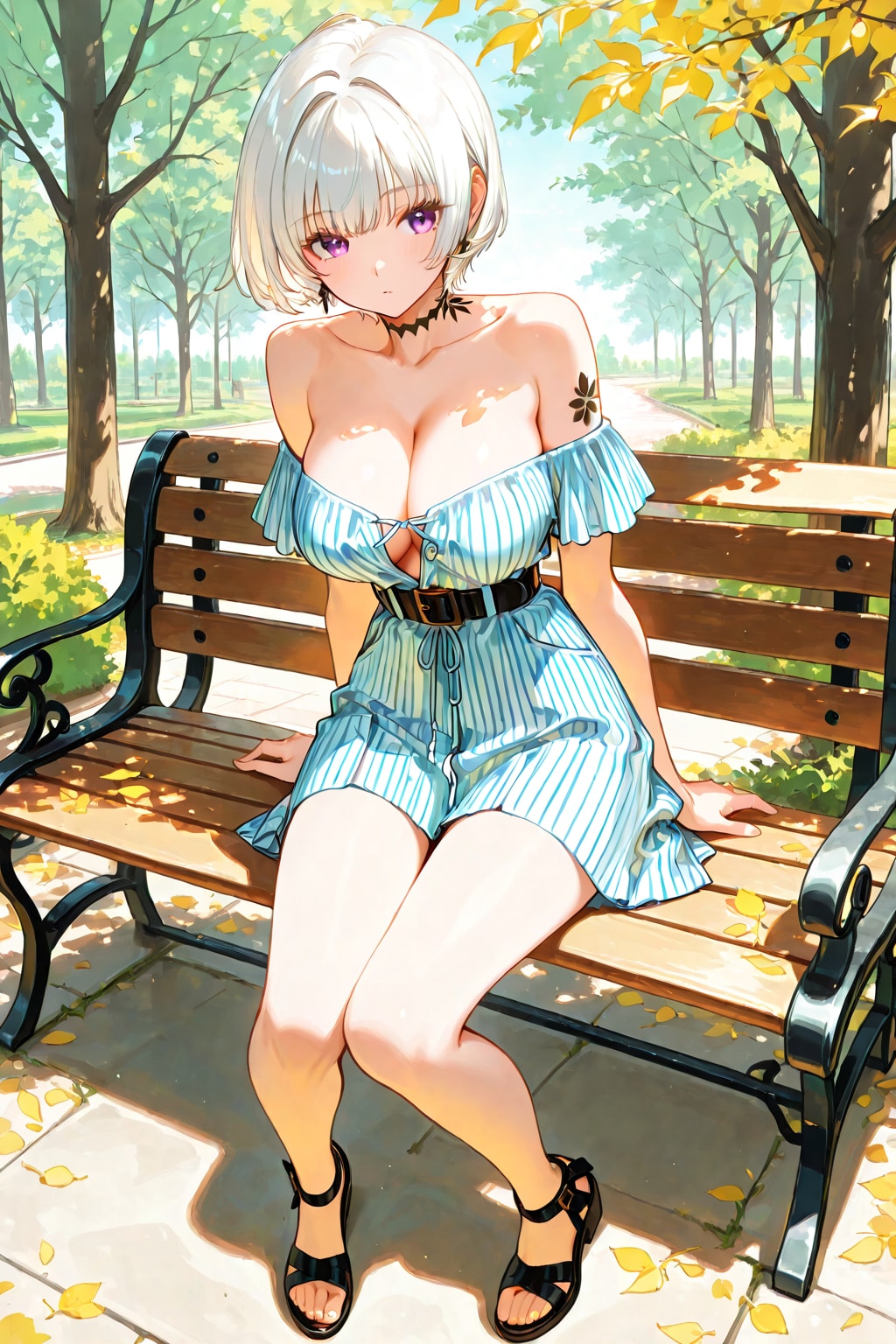 ベンチに座る弊社キャラクター【けい あいな】