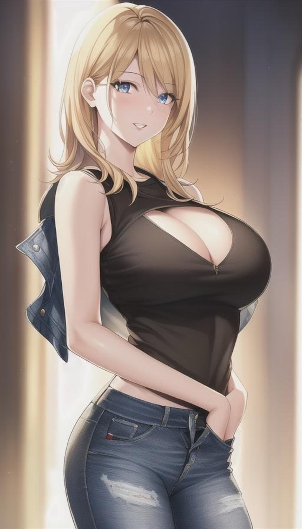 スタイリッシュな金髪グラビアモデル