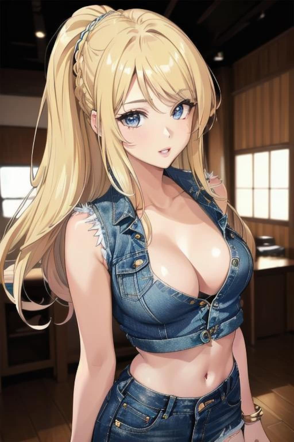 スタイリッシュな金髪グラビアモデル