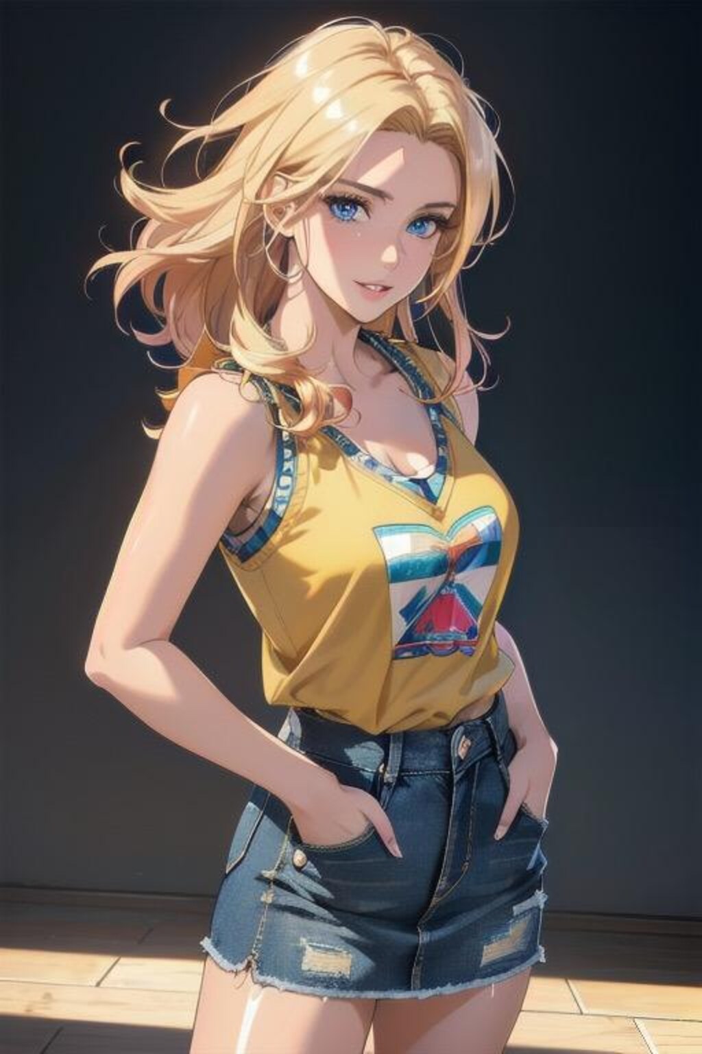 スタイリッシュな金髪グラビアモデル